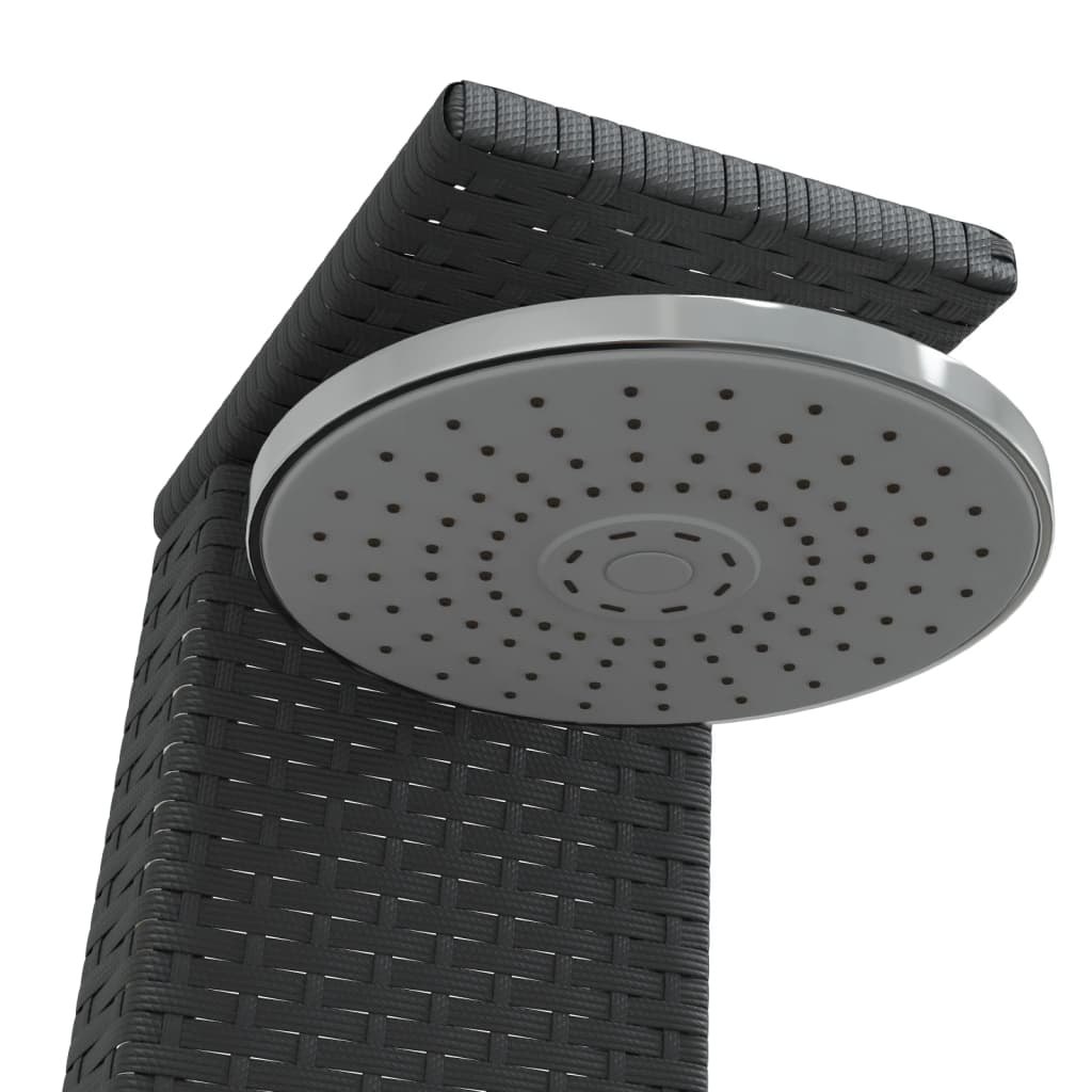 Outdoor Shower Black 55x60x224 cm Poly Rattan and Acacia Wood