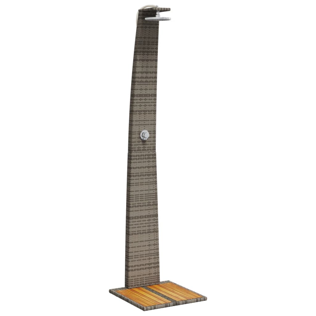 Outdoor Shower Grey 55x60x224 cm Poly Rattan and Acacia Wood