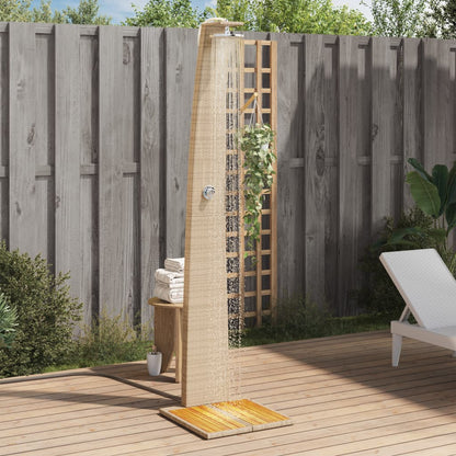 Outdoor Shower Beige 55x60x224 cm Poly Rattan and Acacia Wood