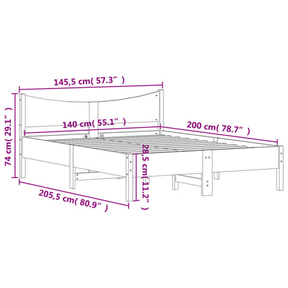 Bed Frame 140x200 cm Solid Wood Pine