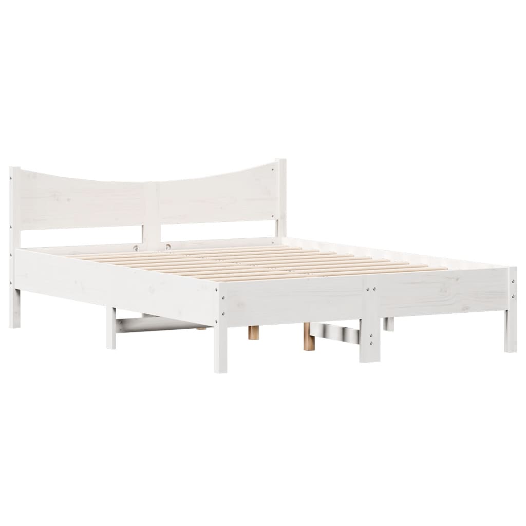 Bed Frame White 140x200 cm Solid Wood Pine