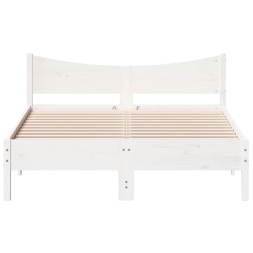 Bed Frame White 140x200 cm Solid Wood Pine