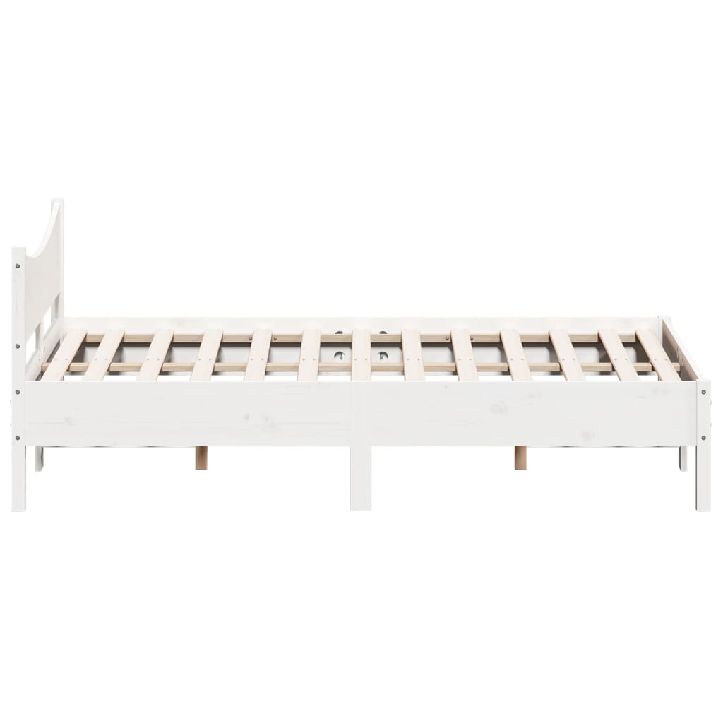 Bed Frame White 140x200 cm Solid Wood Pine