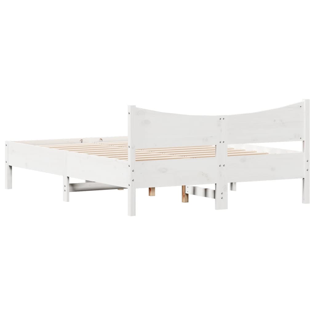 Bed Frame White 140x200 cm Solid Wood Pine