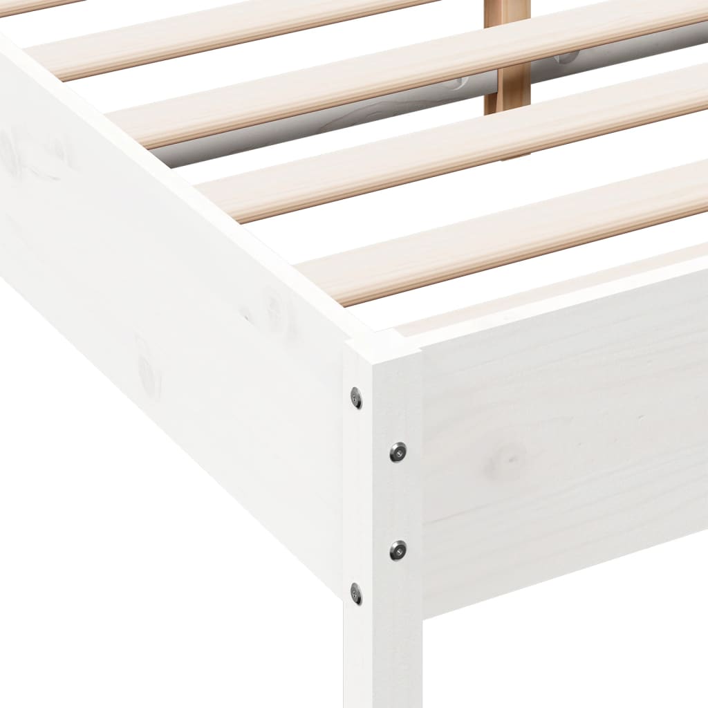 Bed Frame White 140x200 cm Solid Wood Pine