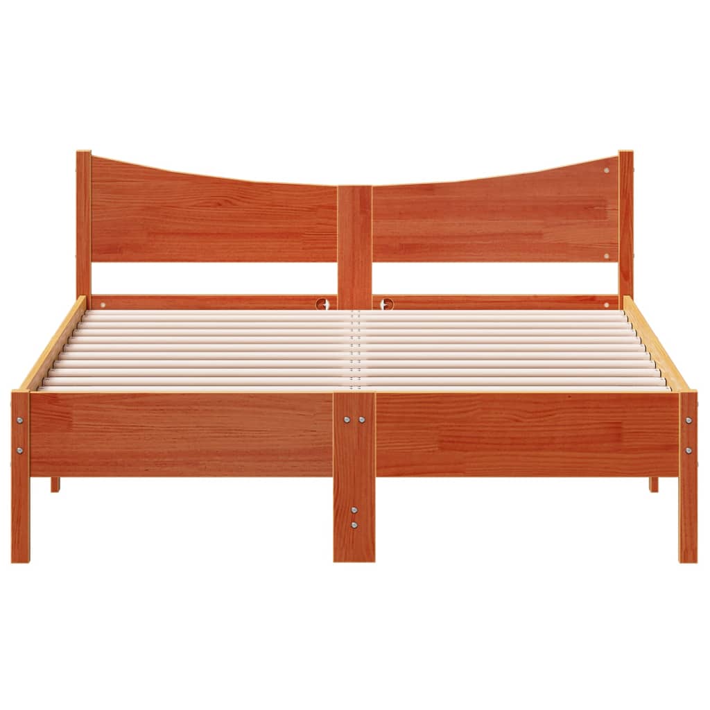 Bed Frame Wax Brown 140x200 cm Solid Wood Pine