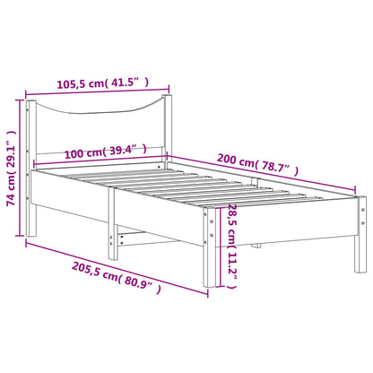 Bed Frame Wax Brown 100x200 cm Solid Wood Pine