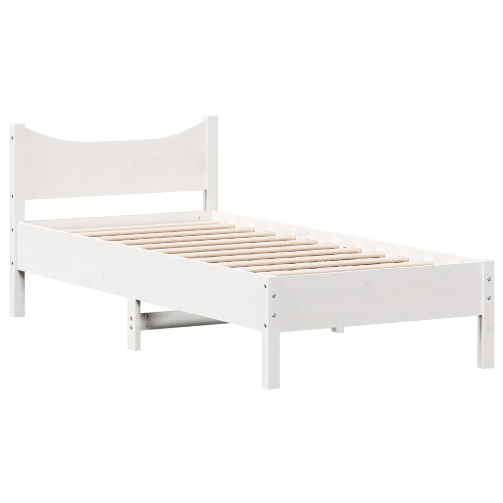 Bed Frame White 90x200 cm Solid Wood Pine