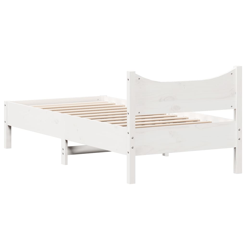 Bed Frame White 90x200 cm Solid Wood Pine