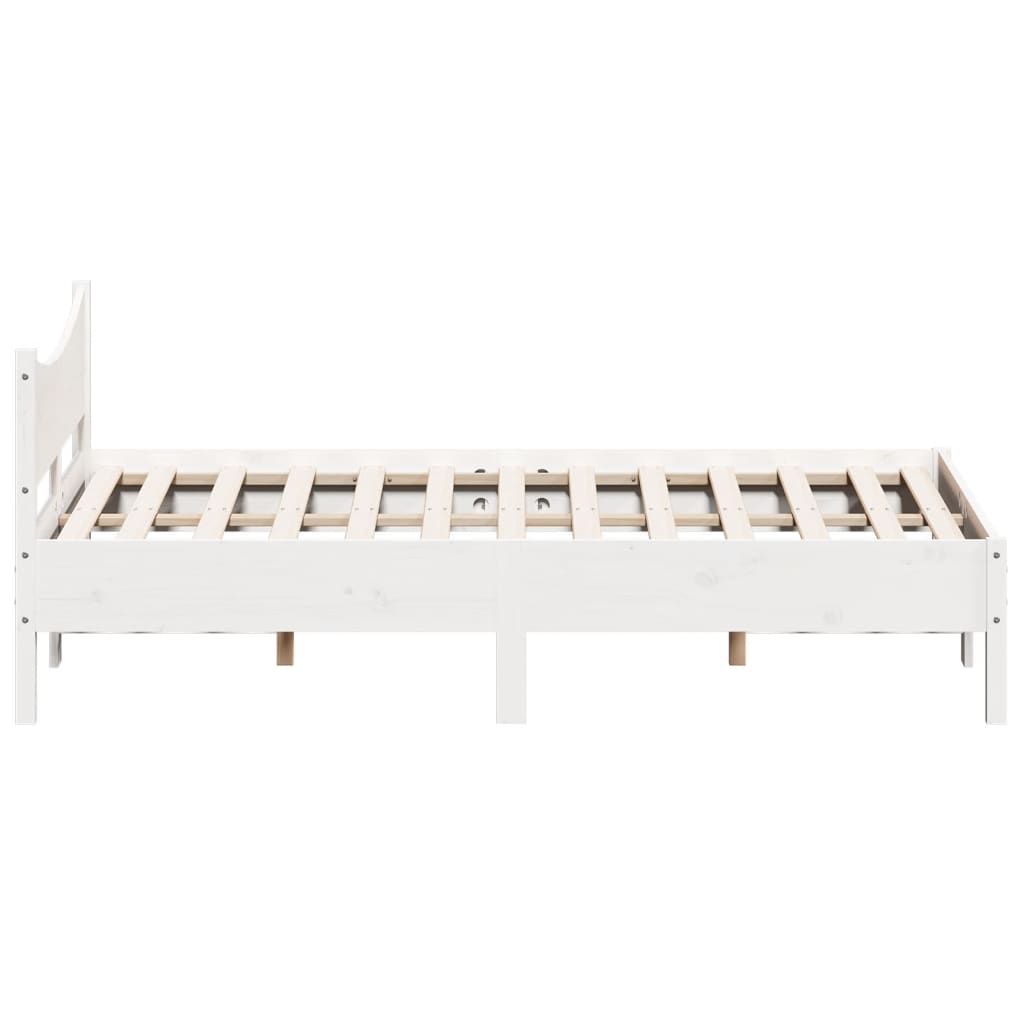 Bed Frame White 140x190 cm Solid Wood Pine