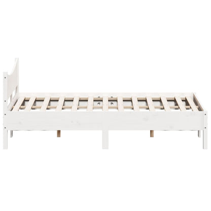 Bed Frame White 140x190 cm Solid Wood Pine