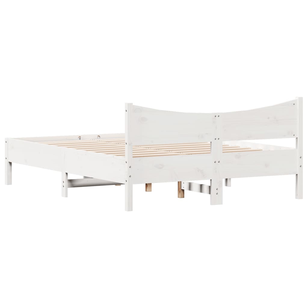 Bed Frame White 140x190 cm Solid Wood Pine