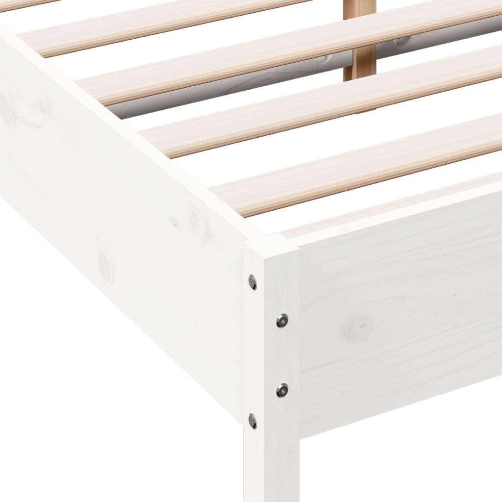 Bed Frame White 140x190 cm Solid Wood Pine