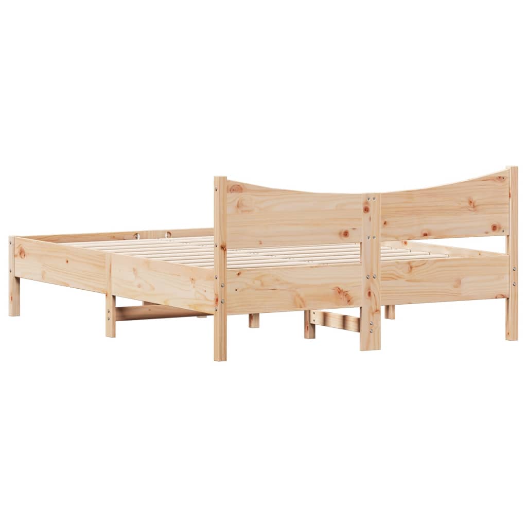 Bed Frame 135x190 cm Double Solid Wood Pine