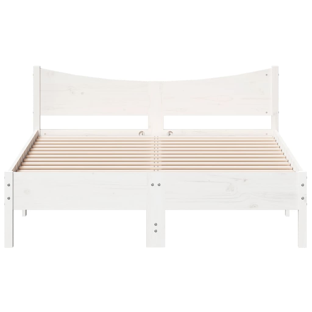 Bed Frame White 135x190 cm Double Solid Wood Pine