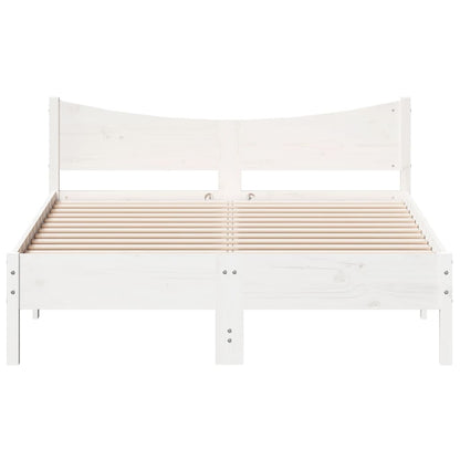 Bed Frame White 135x190 cm Double Solid Wood Pine