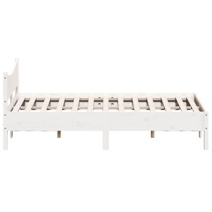 Bed Frame White 135x190 cm Double Solid Wood Pine