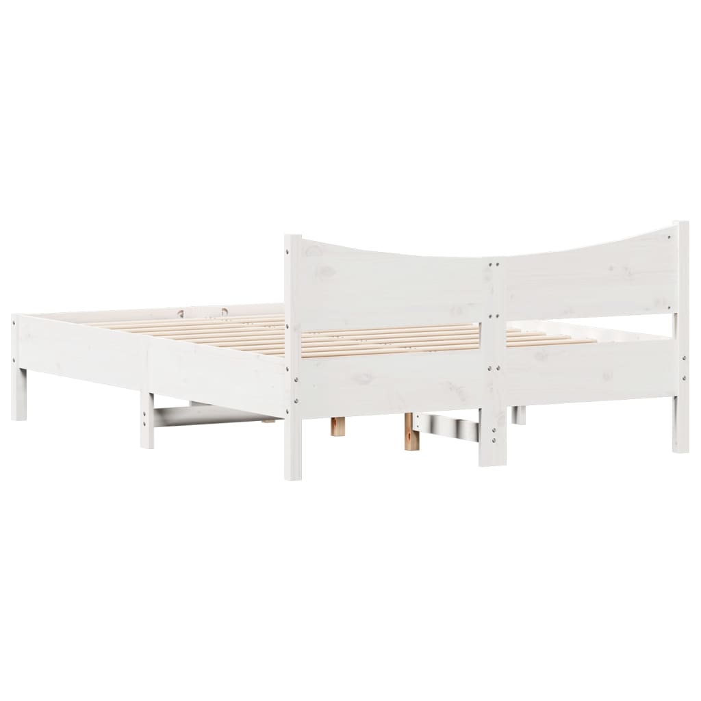 Bed Frame White 120x190 cm Small Double Solid Wood Pine