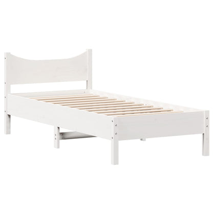 Bed Frame White 90x190 cm Single Solid Wood Pine