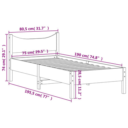 Bed Frame 75x190 cm Small Single Solid Wood Pine