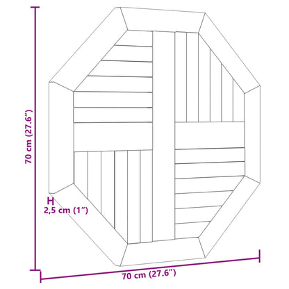 Table Top 70x70x2.5 cm Octagonal Solid Wood Teak