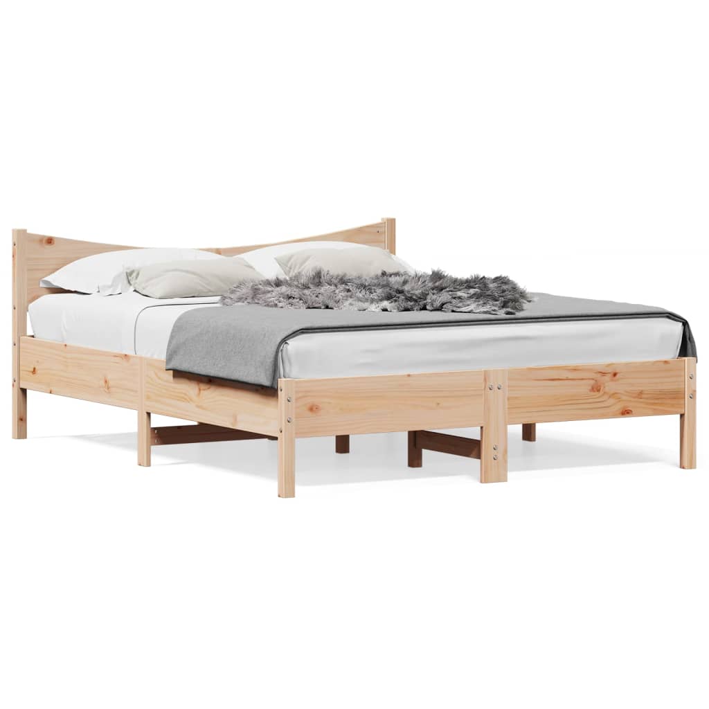 Bed Frame without Mattress 150x200 cm King Size Solid Wood Pine