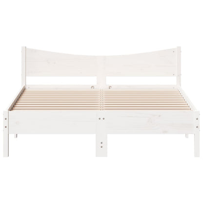 Bed Frame without Mattress White 150x200 cm King Size Solid Wood Pine