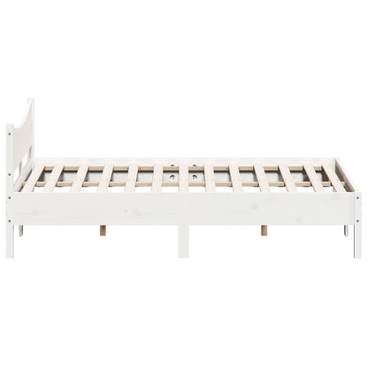 Bed Frame without Mattress White 150x200 cm King Size Solid Wood Pine