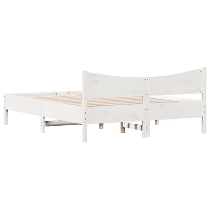 Bed Frame without Mattress White 150x200 cm King Size Solid Wood Pine