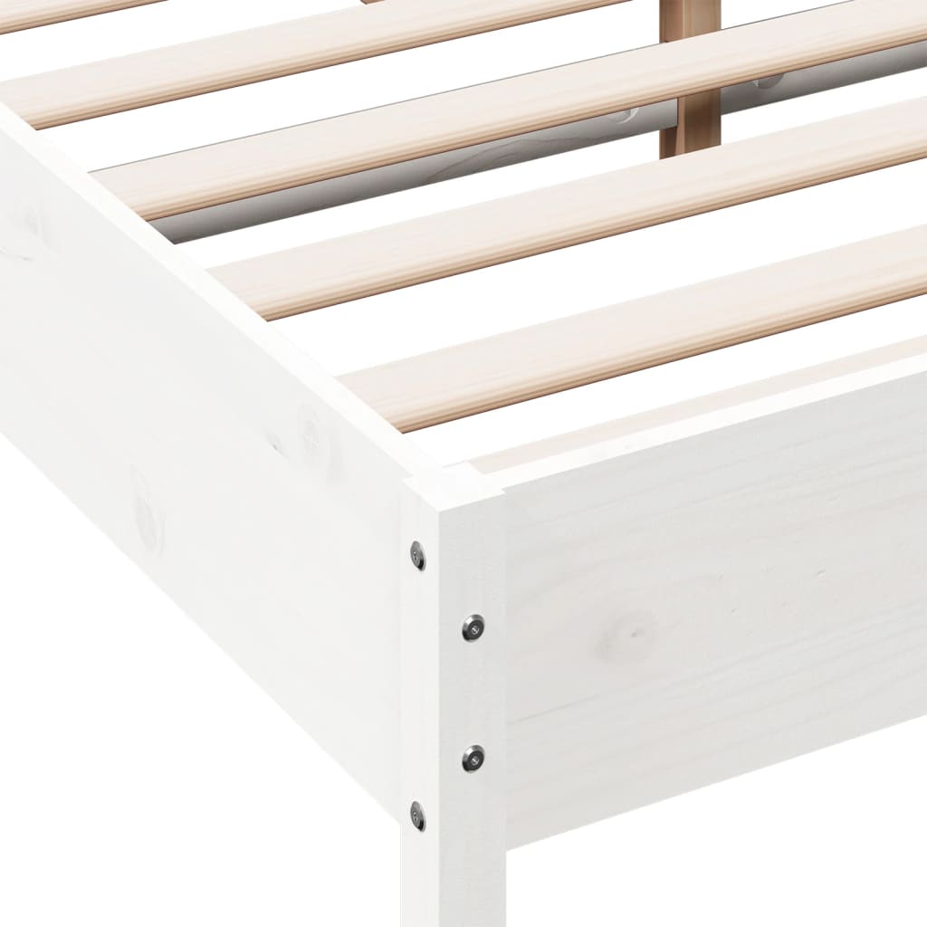 Bed Frame without Mattress White 150x200 cm King Size Solid Wood Pine