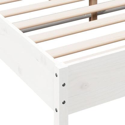 Bed Frame without Mattress White 150x200 cm King Size Solid Wood Pine