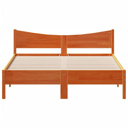 Bed Frame with Headboard Wax Brown 150x200 cm King Size Solid Wood Pine