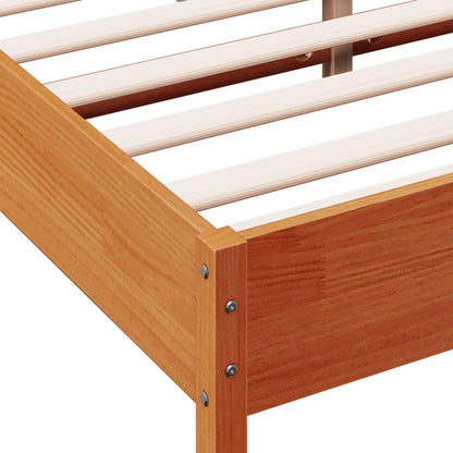 Bed Frame with Headboard Wax Brown 150x200 cm King Size Solid Wood Pine