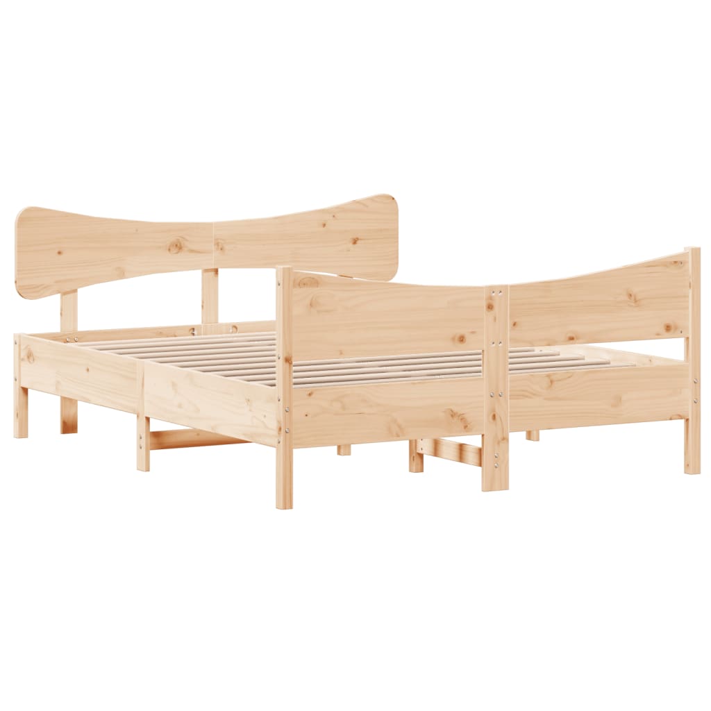 Bed Frame without Mattress 150x200 cm King Size Solid Wood Pine