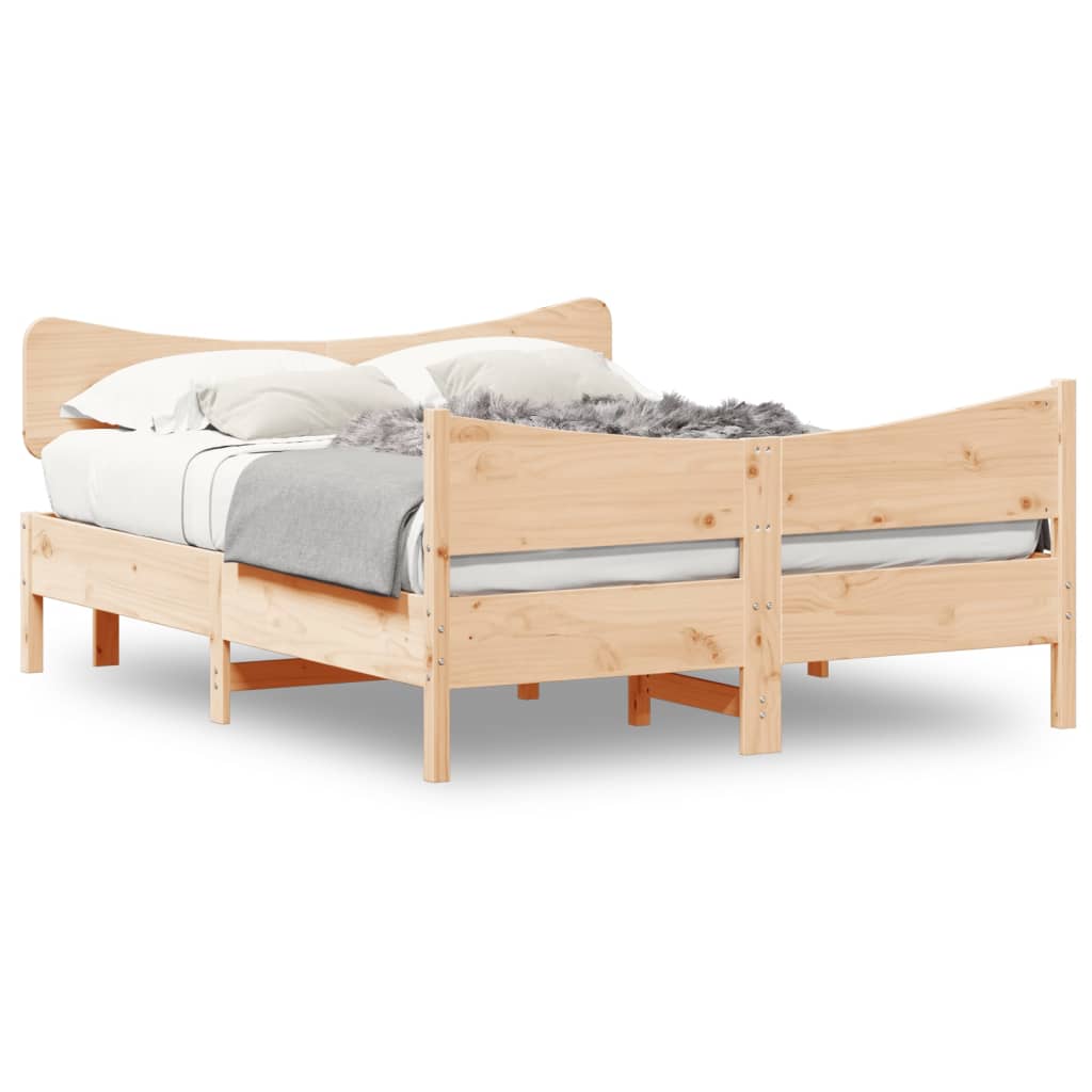 Bed Frame without Mattress 150x200 cm King Size Solid Wood Pine