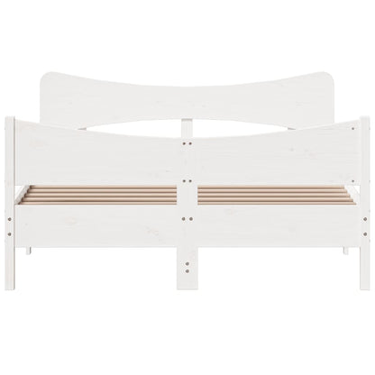 Bed Frame without Mattress White 150x200 cm King Size Solid Wood Pine