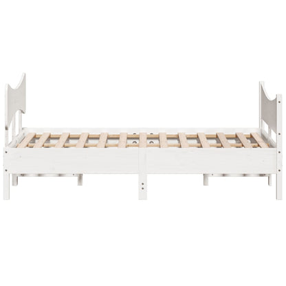 Bed Frame without Mattress White 150x200 cm King Size Solid Wood Pine