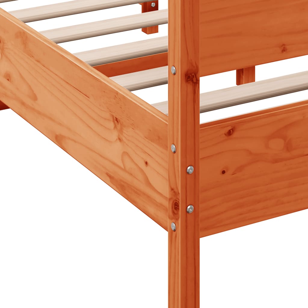 Bed Frame with Headboard Wax Brown 150x200 cm King Size Solid Wood Pine