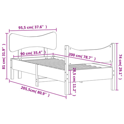 Bed Frame without Mattress 90x200 cm Solid Wood Pine