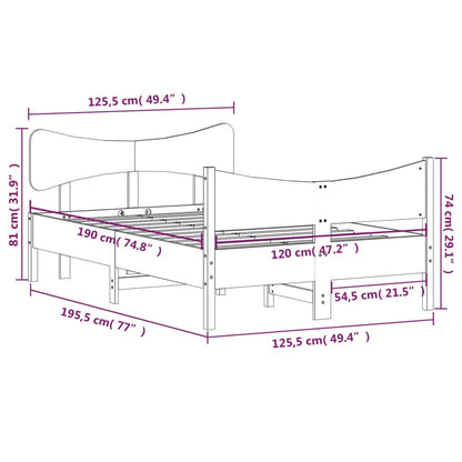 Bed Frame without Mattress 120x190 cm Small Double Solid Wood Pine