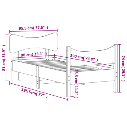 Bed Frame without Mattress 90x190 cm Single Solid Wood Pine