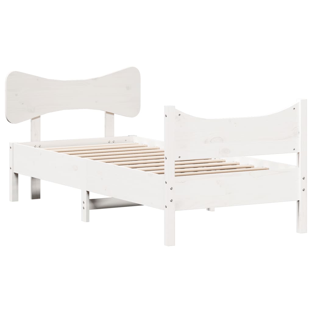 Bed Frame without Mattress White 90x190 cm Single Solid Wood Pine