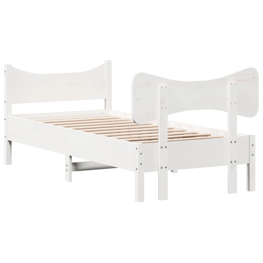 Bed Frame without Mattress White 90x190 cm Single Solid Wood Pine