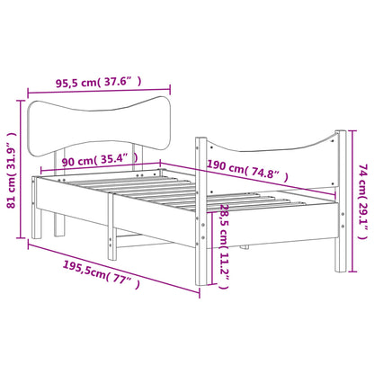 Bed Frame without Mattress White 90x190 cm Single Solid Wood Pine