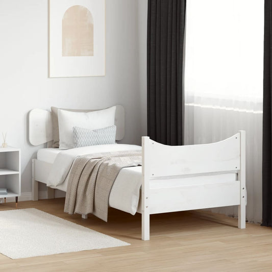 Bed Frame without Mattress White 90x190 cm Single Solid Wood Pine