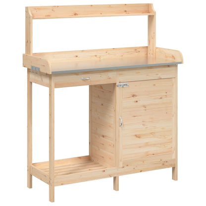 Potting Table with Cabinet 110.5x45x124.5 cm Solid Wood Fir