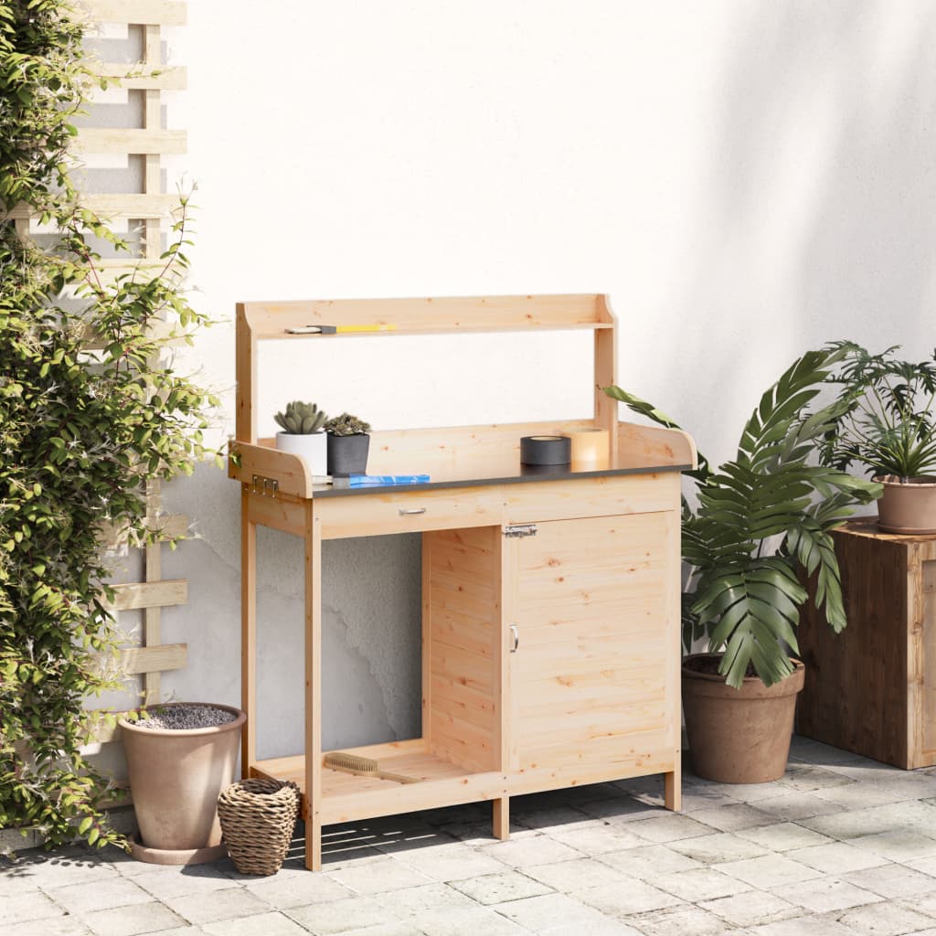 Potting Table with Cabinet 110.5x45x124.5 cm Solid Wood Fir