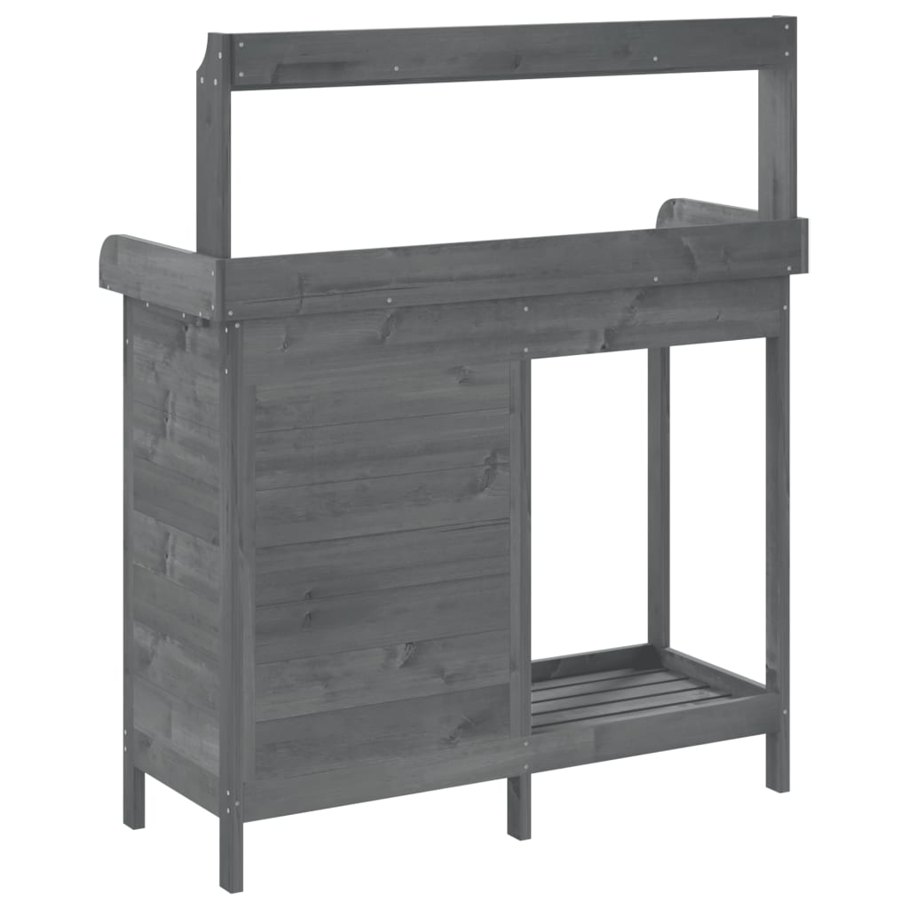 Potting Table with Cabinet Grey 110.5x45x124.5 cm Solid Wood Fir