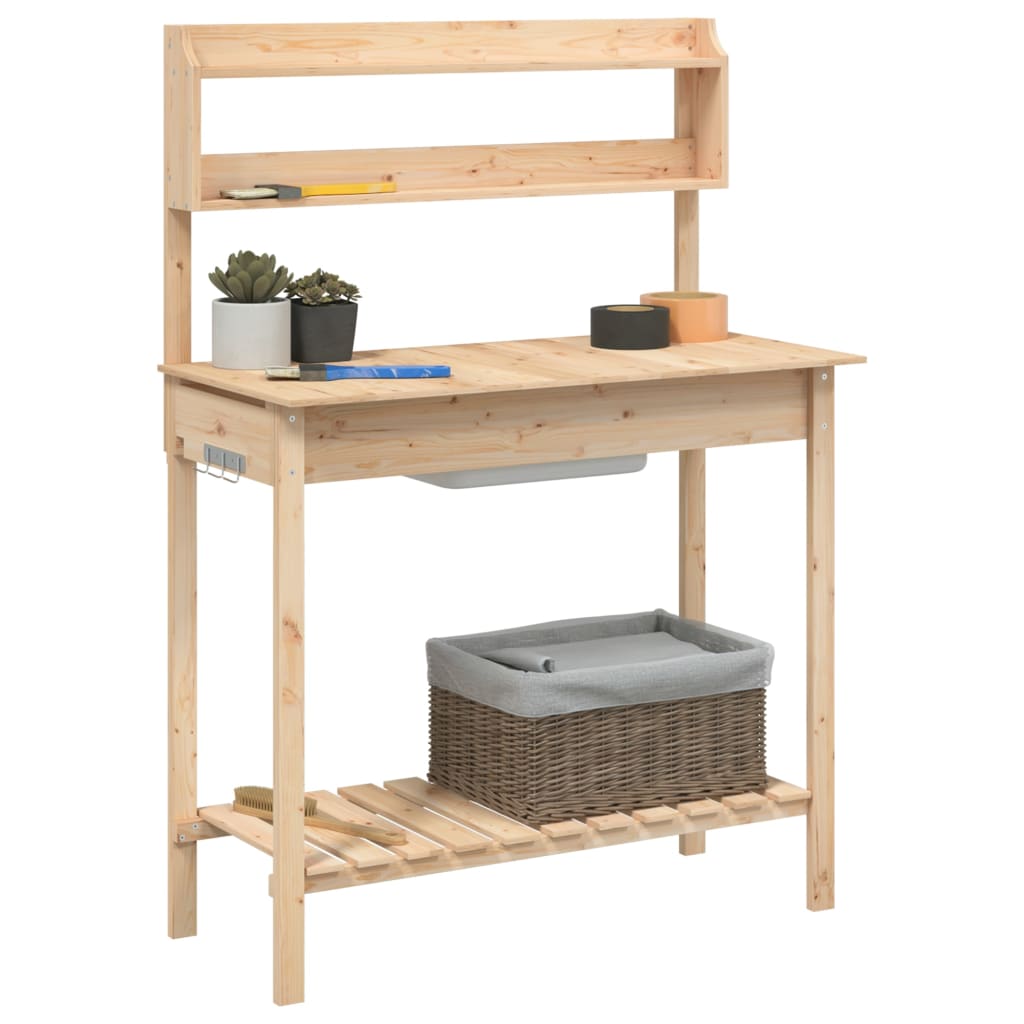 Potting Table with Sink 147.5x44x139.5 cm Solid Wood Fir