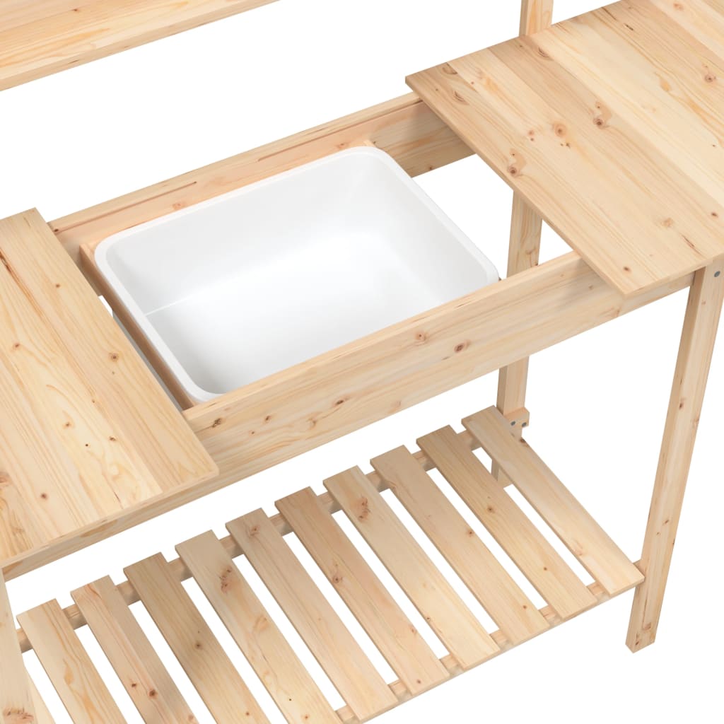 Potting Table with Sink 147.5x44x139.5 cm Solid Wood Fir